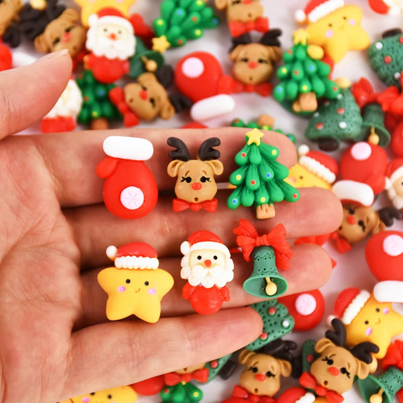 20pcs Mini Christmas Resin Cabochon Figurines – DIY Holiday Crafts Resin Craft Figurines Babs