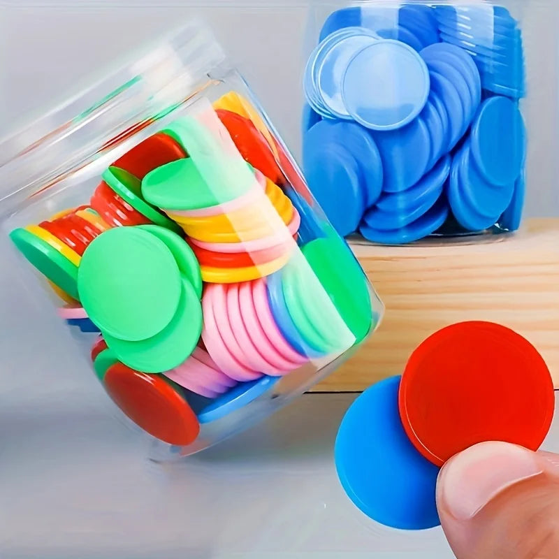 100 Multi-Color Plastic Counting Chips – Math Teaching Aid Math Counting Chips Babs color