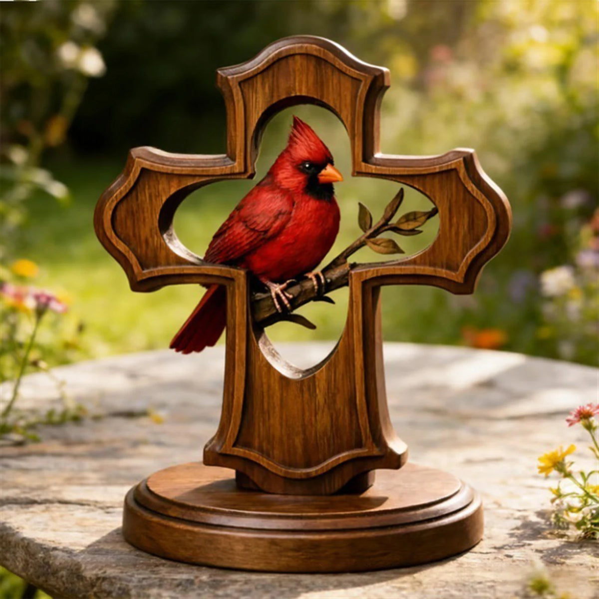 Vintage Red Cardinal Bird Desktop Ornament – Decorative Sculpture Decorative Bird Figurine Babs