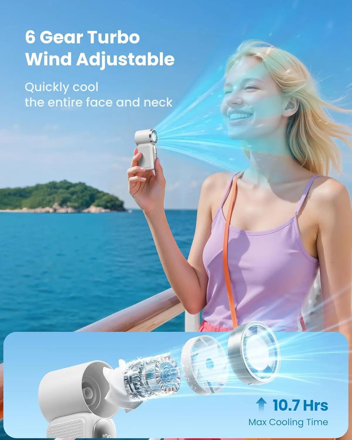 Mini Portable Handheld Turbo Fan with LED Display | Rechargeable Handheld Portable Fan Babs