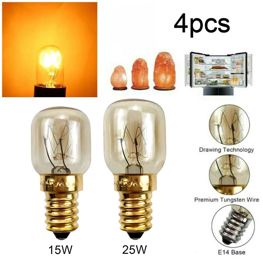 4PCS E14 Globe Bulbs 15W 25W 240V Oven Refrigerator Replacement Replacement Light Bulbs Babs