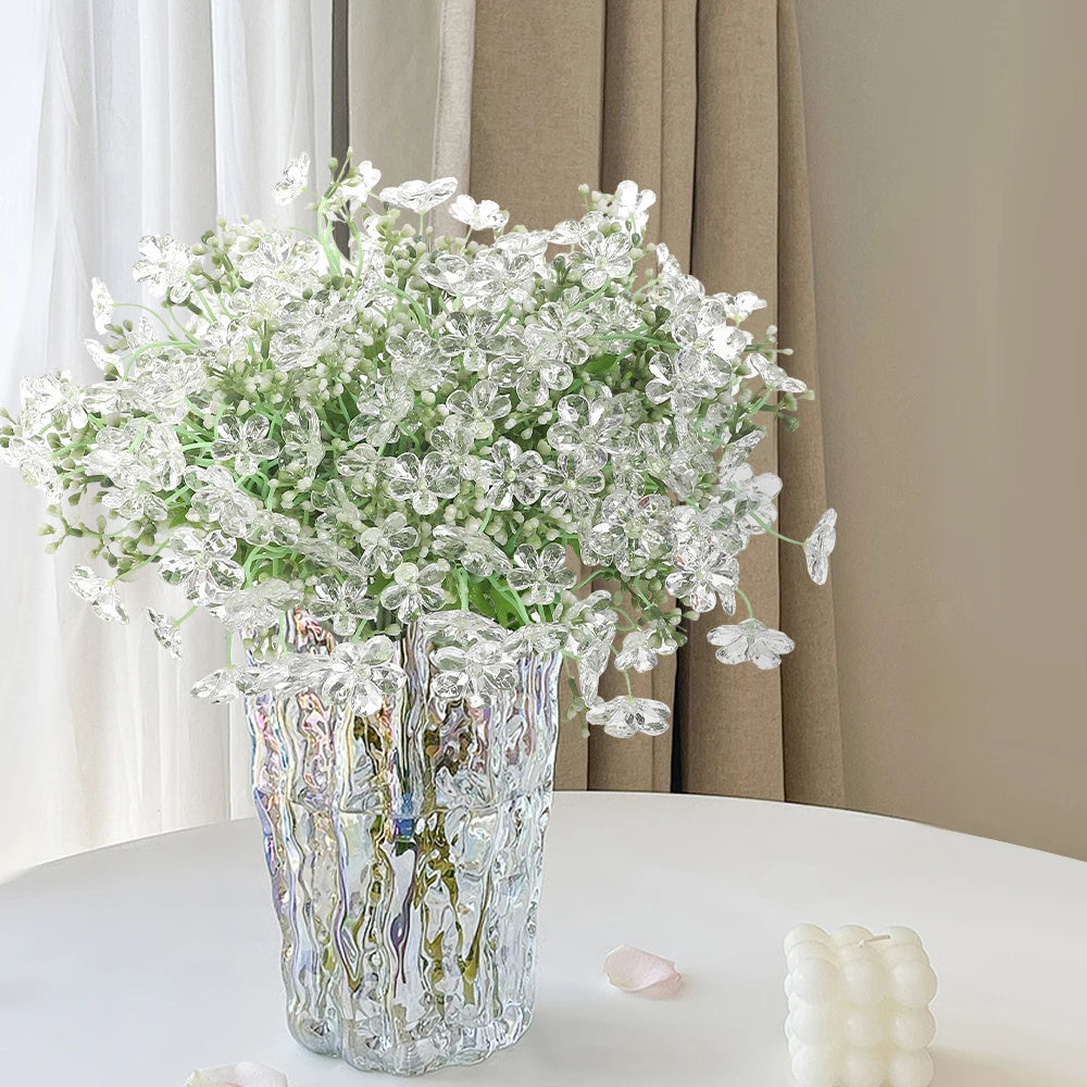 5Pcs Crystal Bead Artificial Rose Bouquet 28cm | Wedding Decor Artificial Flower Bouquet Babs