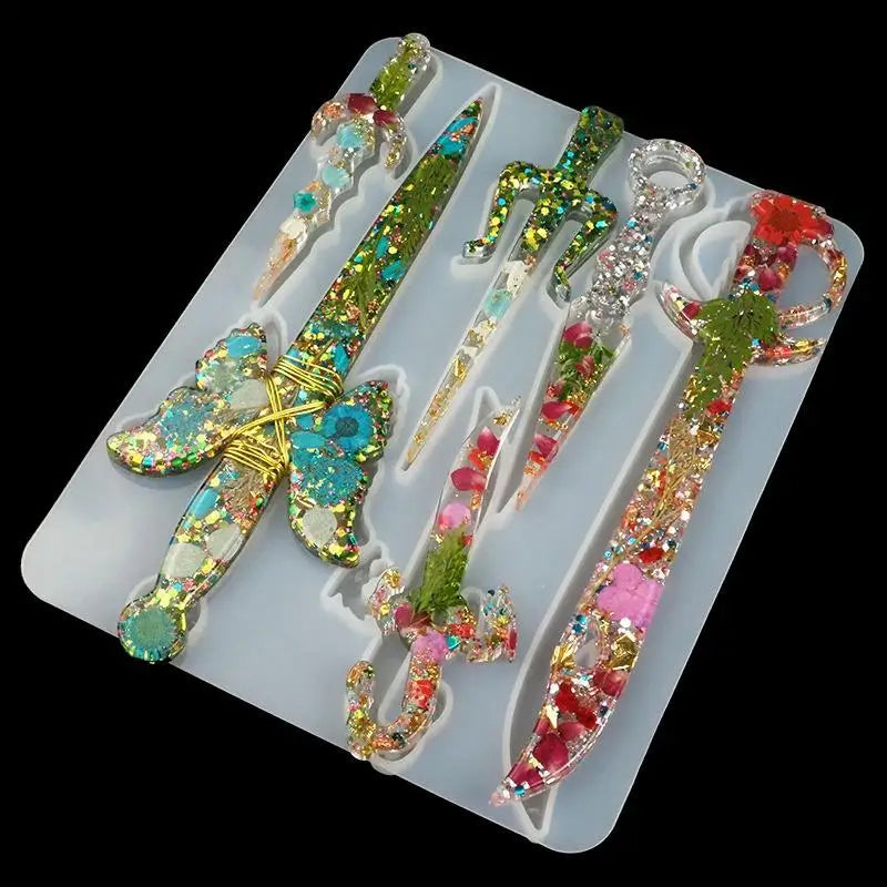 Dagger Silicone Resin Mold – DIY Jewelry Pendant & Keychain Silicone Casting Mold Babs