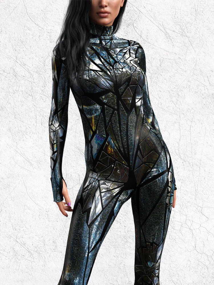 Women's Cyberpunk Gothic 3D Print Jumpsuit – Halloween Costume Halloween Costume Jumpsuit Babs 718-H S China Mainland