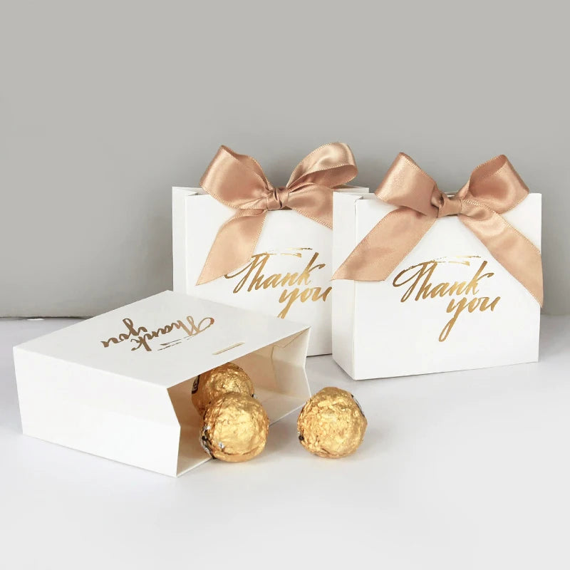 Thank You Candy Gift Boxes with Ribbon – 5 or 10 Pack Party Favor Gift Box Babs