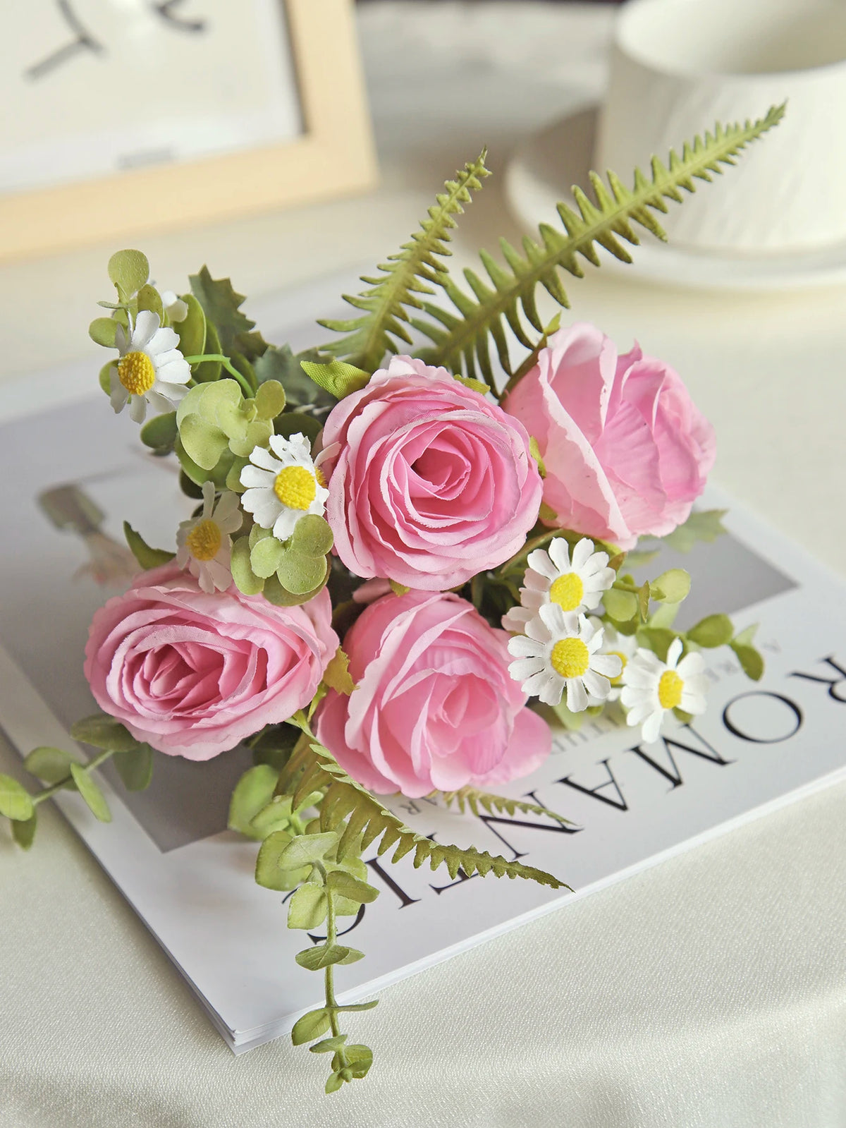 Silk Rose Artificial Flowers – Wedding & Home Décor Bouquet Artificial Flower Bouquet Babs Pink 3 pcs