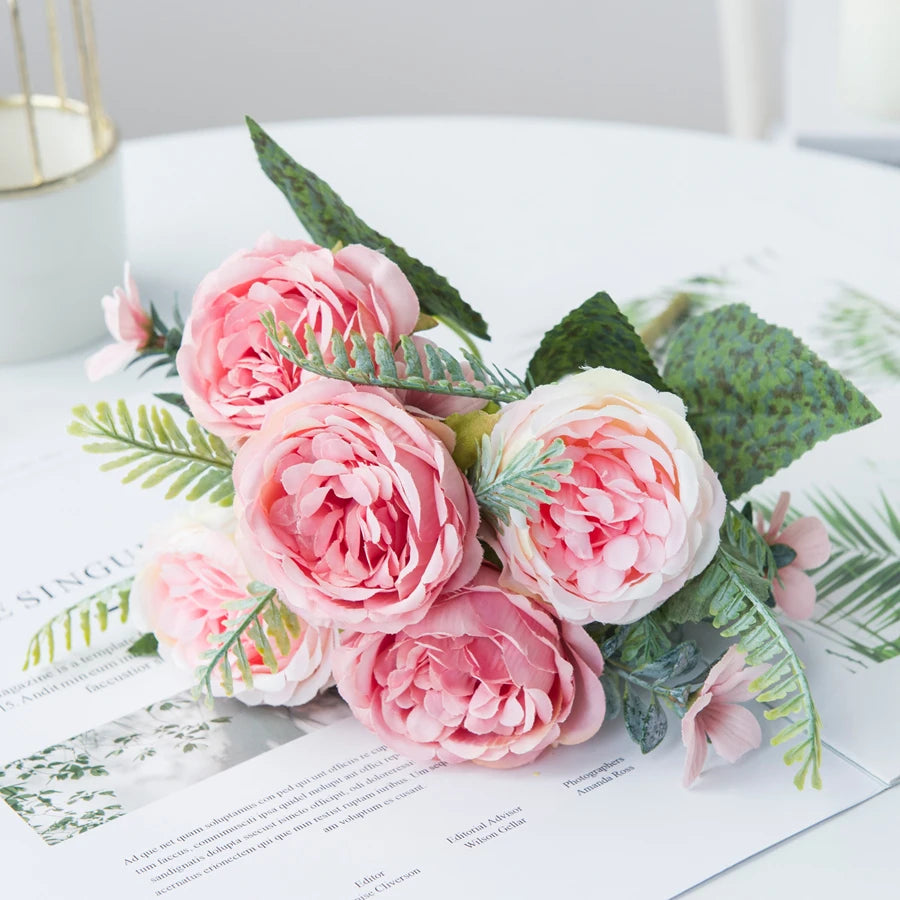 Artificial Peony Bouquet – Silk Flowers for Wedding & Home Décor Artificial Flower Bouquet Babs Pink 1 pc
