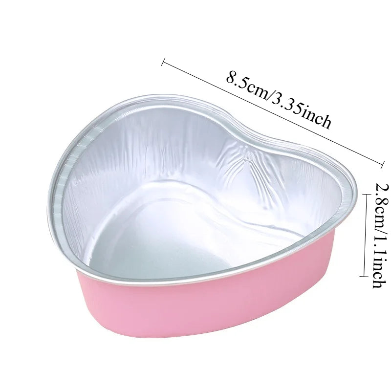 20pcs Heart-Shaped Aluminum Foil Cake Cups with Lids Foil Cake Molds Babs
