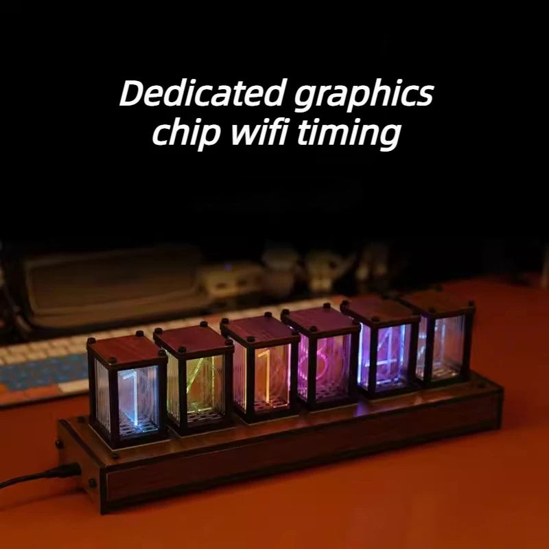 RGB Glow Tube Desk Clock – LED Color-Changing Digital Table Clock LED Desk Clock Babs