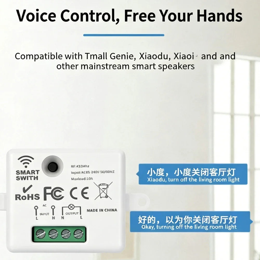 WiFi RF433MHz Smart Light Switch Dry Contact Relay DC12V AC85-240V Smart Relay Switch Babs