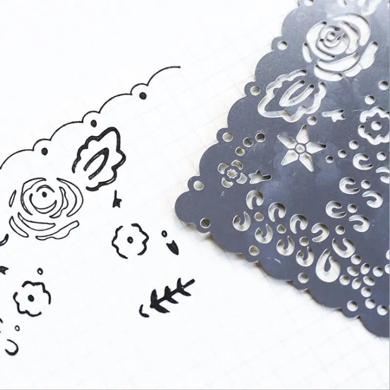 Lace Hollow-Out Drawing Template Ruler – Zinc Alloy Stencil Drawing Stencil Ruler Babs