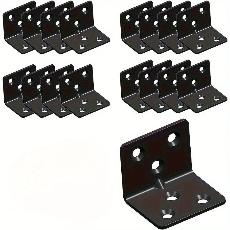 10pcs Black Stainless Steel L-Shaped Corner Brackets | Heavy-Duty Corner Brackets Babs