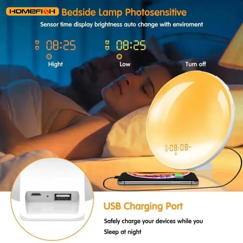 Sunrise Simulation Alarm Clock | FM Radio & Color Night Light Sunrise Alarm Clock Babs