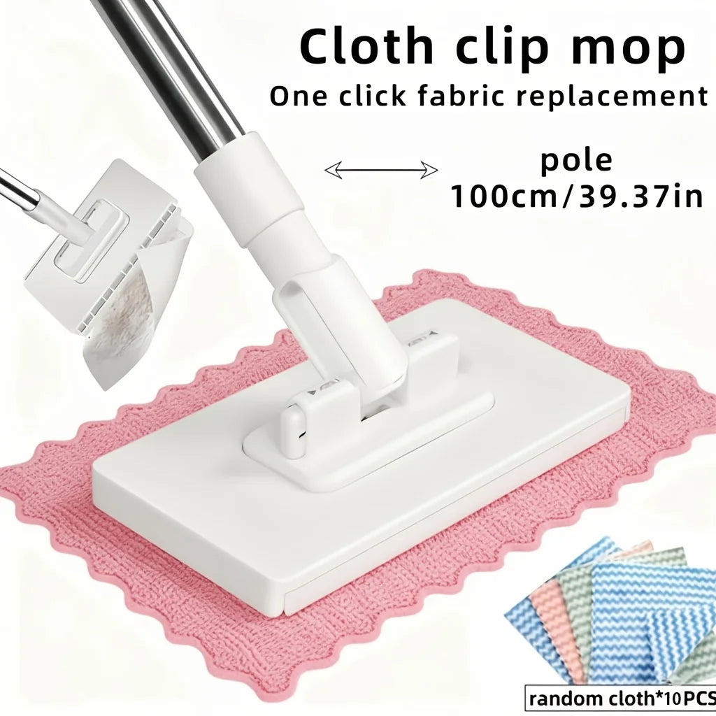 11-Piece Automatic Flat Mop System + 10 Replacement Cloths Flat Mop System Babs WHITE