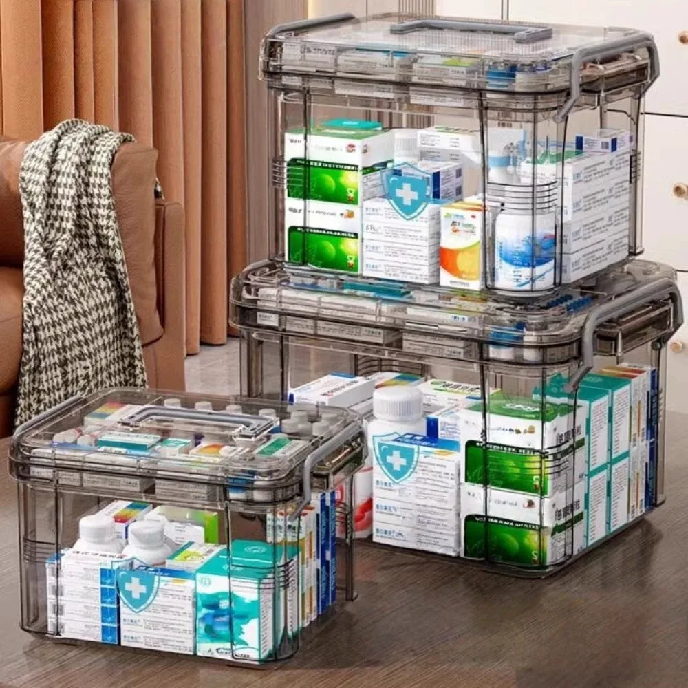 Clear Medicine Organizer Storage Box with Tray | First Aid Chest Medicine Storage Box Babs