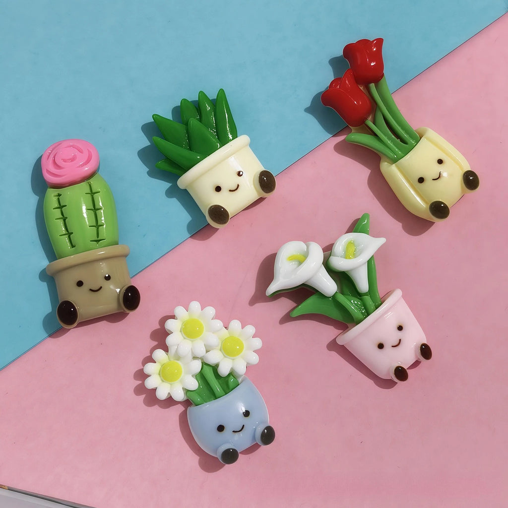 Cute Kawaii Potted Plant Fridge Magnets – Cactus & Flower Decorative Fridge Magnets Babs