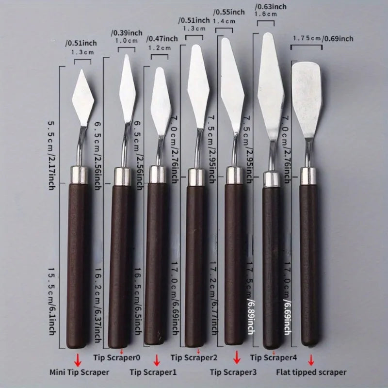 7-Piece Stainless Steel Palette Knife Set for Artists & Crafters Palette Knife Set Babs