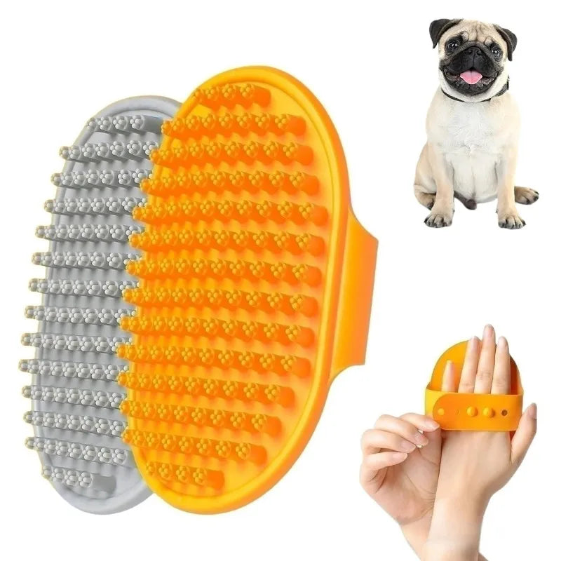 Dog Bath Brush – Rubber Grooming Curry Comb for Dogs & Cats Pet Grooming Brush Babs