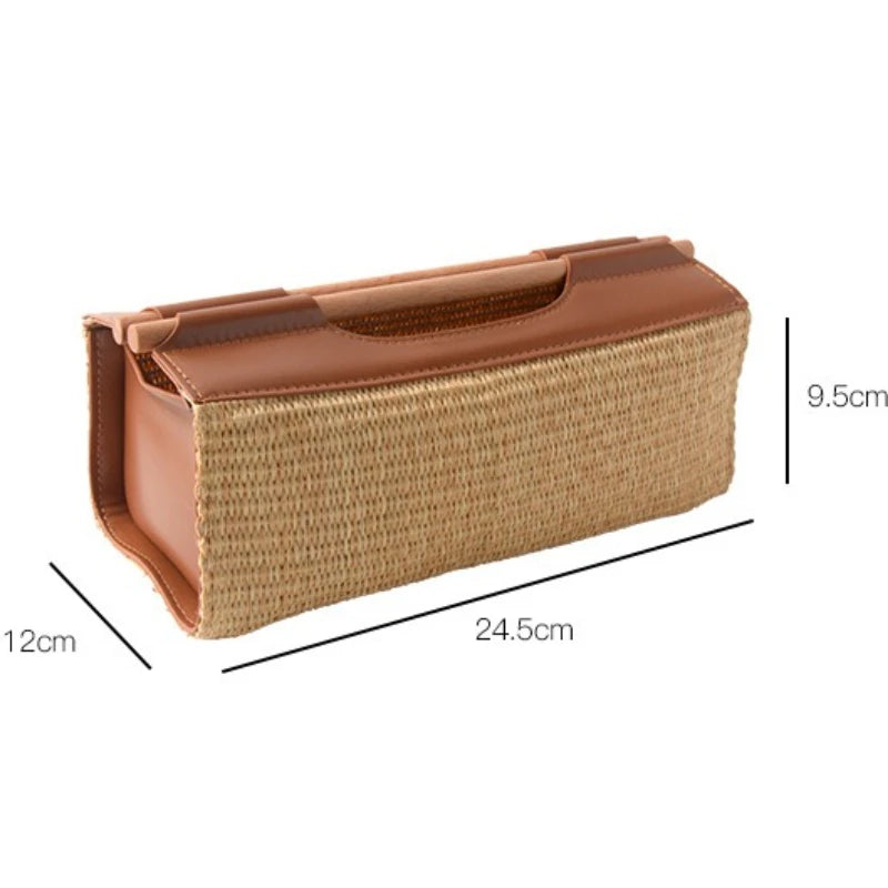 Natural Rattan Weave Tissue Box – Retro Home Décor Holder Decorative Tissue Holder Babs Woven Tissue Box
