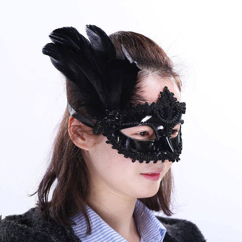 12Pcs Lace Feather Half Face Masks – Masquerade Party Set Masquerade Mask Set Babs