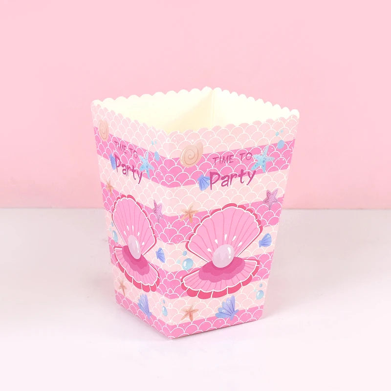 Mermaid Party Popcorn & Candy Gift Boxes – 6 or 12 Pcs Party Favor Boxes Babs