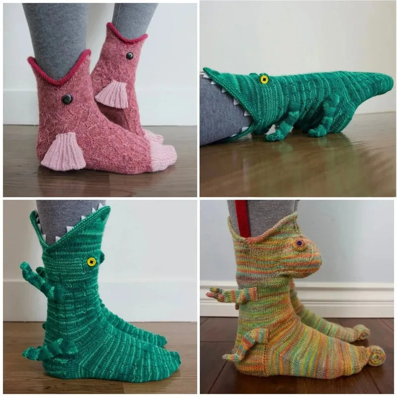 Crocodile Christmas Socks – Funny Knitted Animal Holiday Socks Novelty Holiday Socks Babs