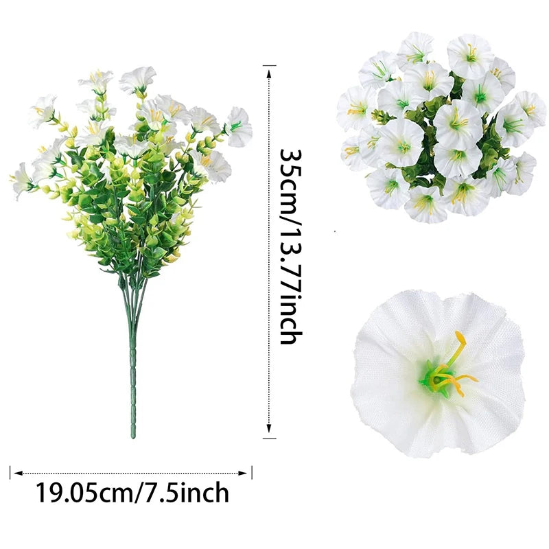 35CM Silk Morning Glory Artificial Flower UV-Protected Decor Artificial Flower Bouquet Babs White 35cm