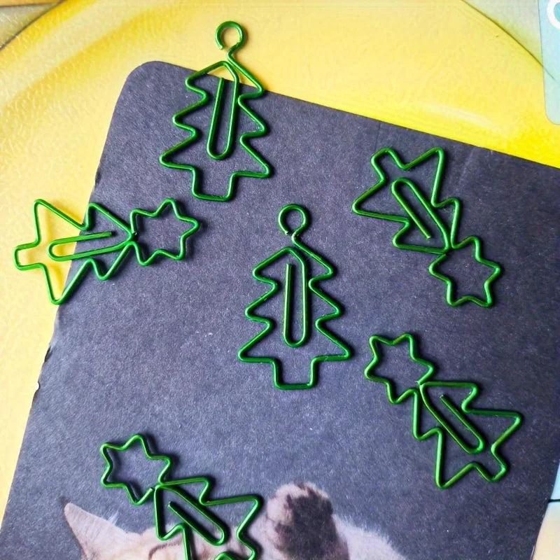 Christmas Tree Paper Clips – Festive Iron Binder Clips Novelty Paper Clips Babs