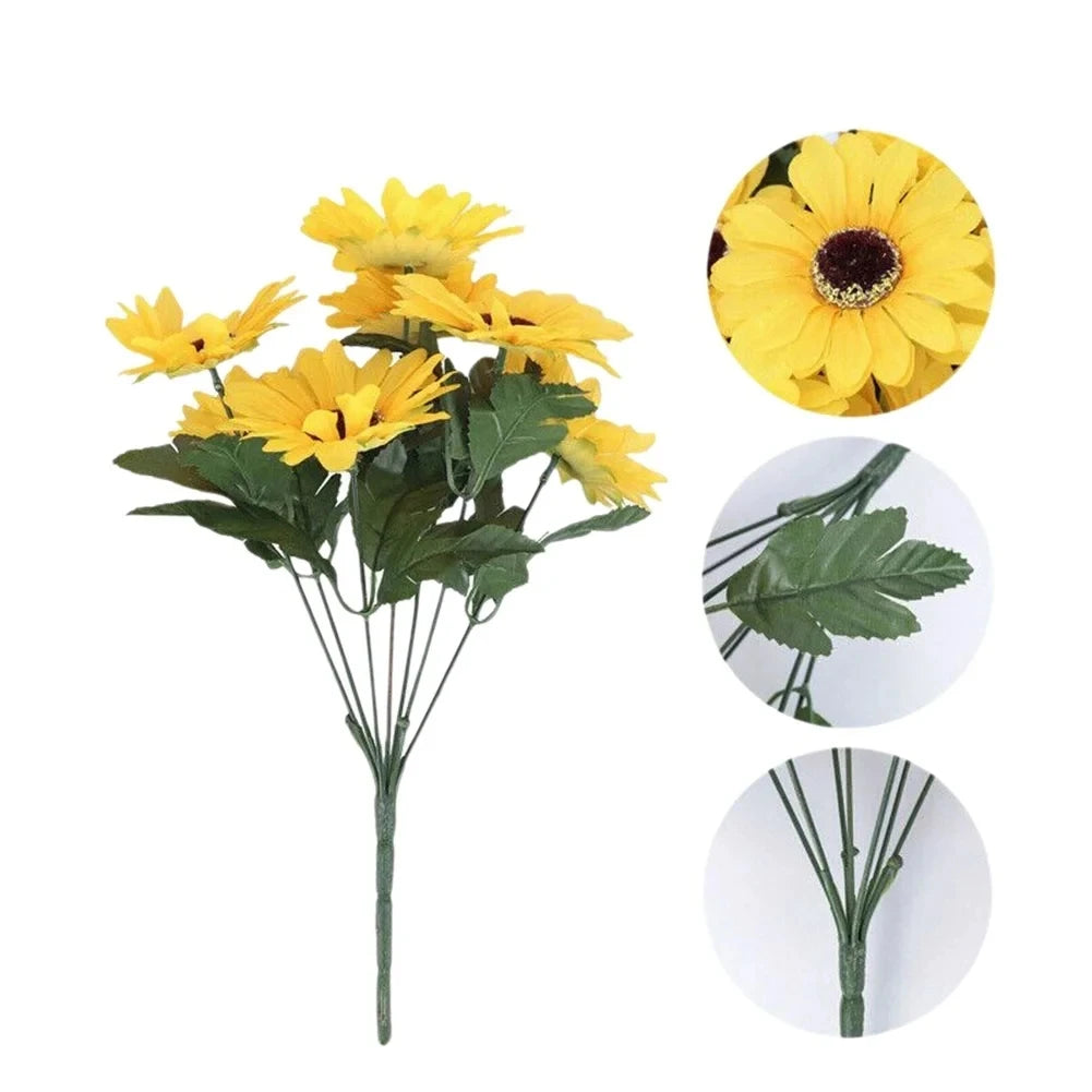 Artificial Silk Sunflower Bouquet – Wedding & Home Décor Artificial Flower Bouquet Babs YELLOW 1 pc