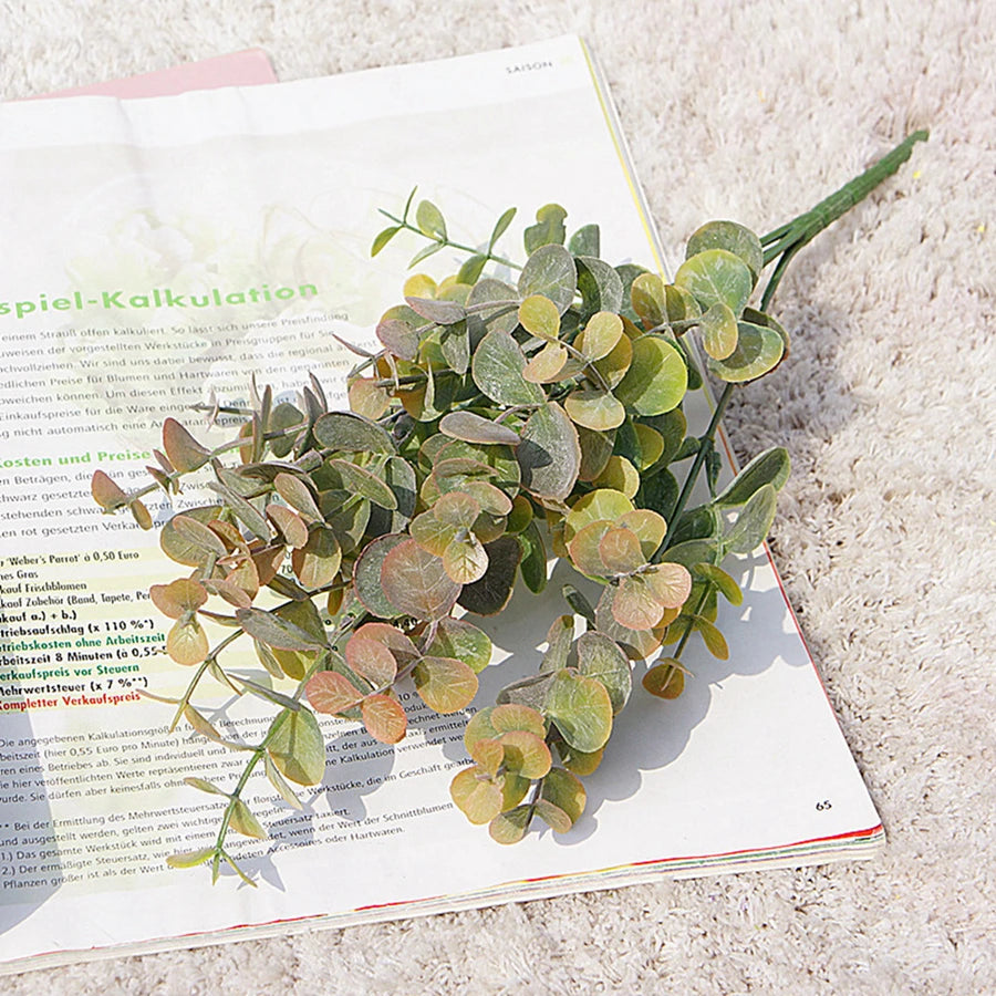 Faux Eucalyptus Branches – Artificial Green Leaves for Home Decor Artificial Plant Stems Babs Orange 1pc