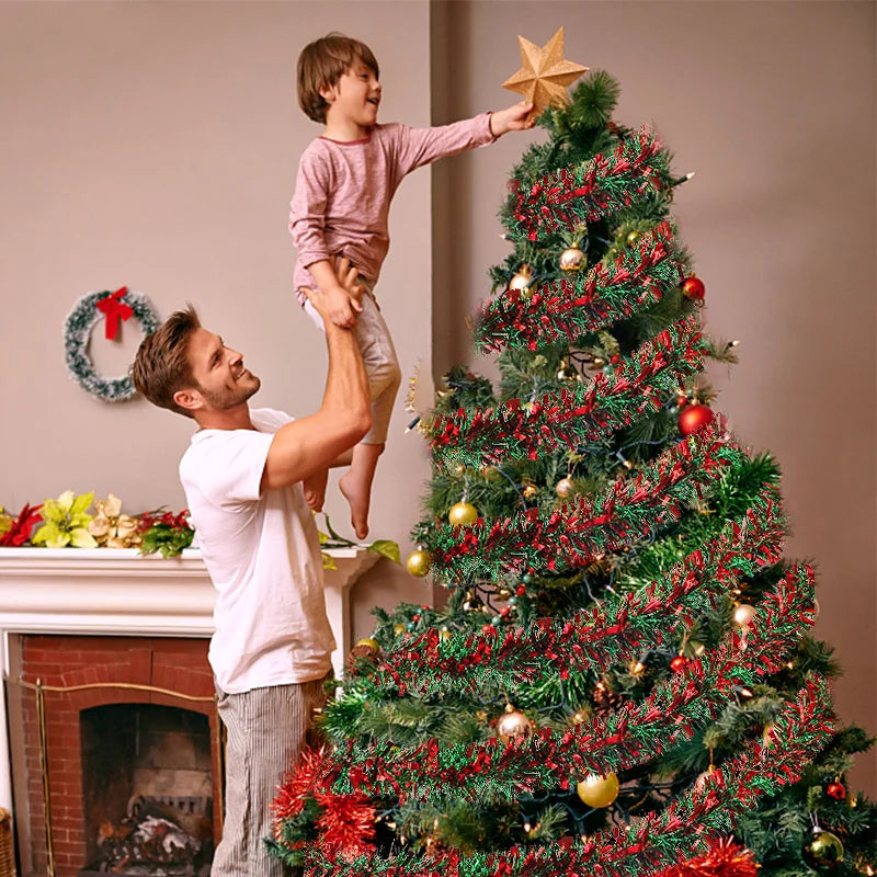 Christmas Tinsel Garland Red Green Xmas Tree Ornaments 1-5Pcs Christmas Tinsel Garland Babs