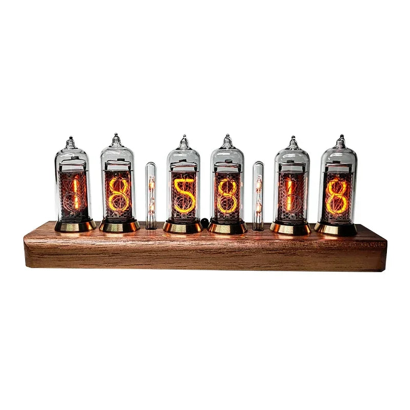 IN-14 Nixie Tube Clock 6-Digit RGB Walnut Wood Desk Clock Nixie Tube Desk Clock Babs