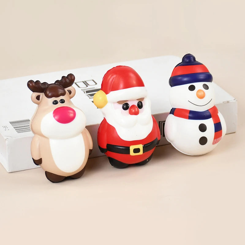 Christmas Squeeze Bounce Toy – Santa & Xmas Tree, 1-4 Pcs Squeeze Novelty Toy Babs