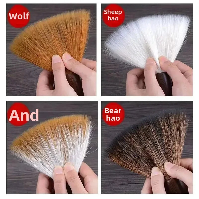 Large Chinese Calligraphy Brush – Sheep & Wolf Hair, Wooden Pole Calligraphy Brush Babs