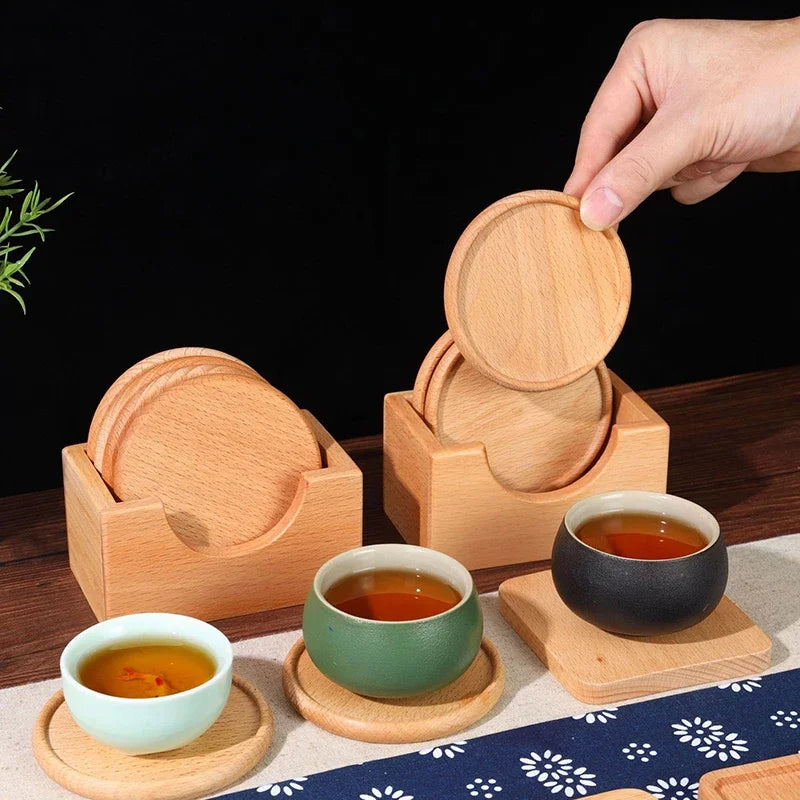 Wooden Coasters for Drinks – Eco-Friendly Tea & Coffee Coasters Wood Drink Coasters Babs