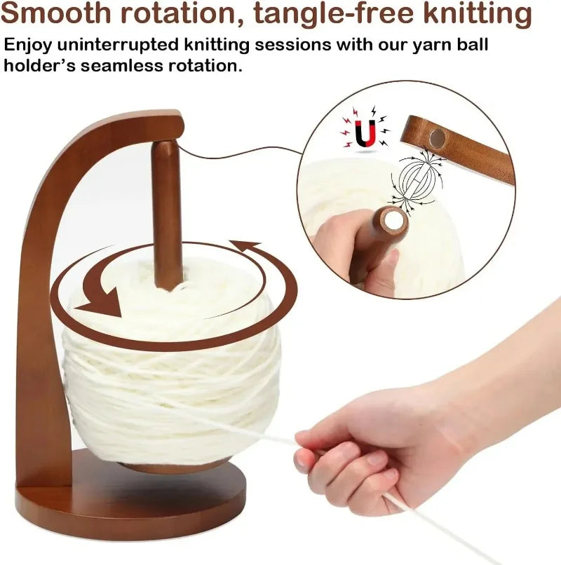 Wooden Magnetic Yarn Ball Holder – Rotating Knitting Spinner Yarn Ball Holder Babs