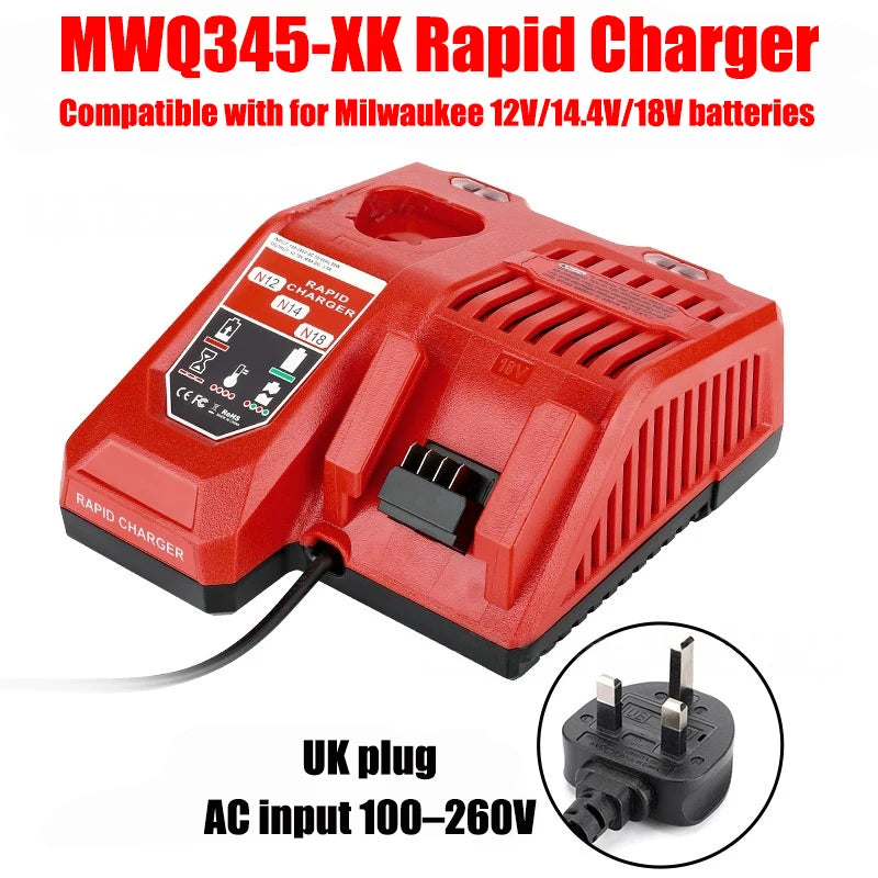M12-18FC Dual-Port Lithium Battery Charger for M12 & M18 Power Tool Charger Babs UK plug