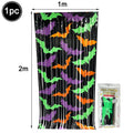 Halloween Foil Fringe Curtain – Bat Ghost Pumpkin Party Backdrop Halloween Party Decoration Babs B