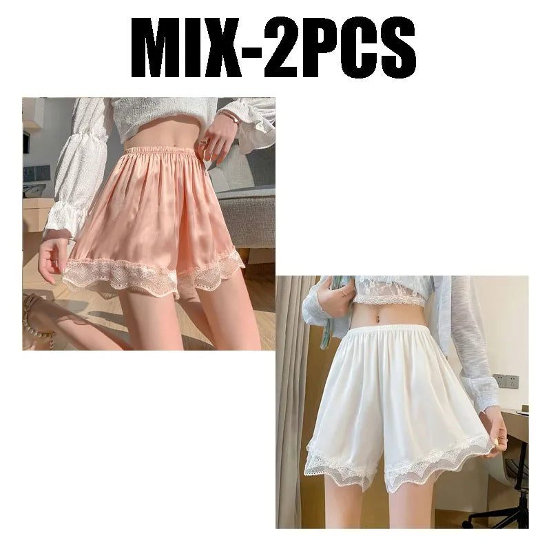 Women's Lace Trim Safety Shorts – Breathable Summer Underwear Women's Safety Shorts Babs MIX-2PCS 1 M