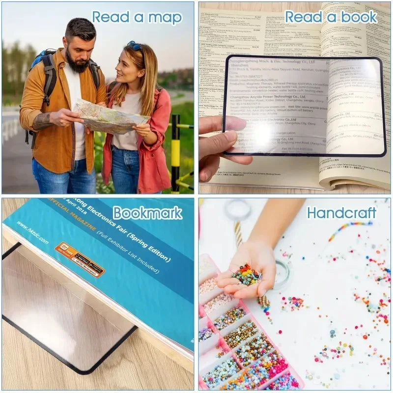 8-Pack Full Page Magnifier Bookmarks – Clear PVC Reading Sheets Page Magnifier Sheet Babs