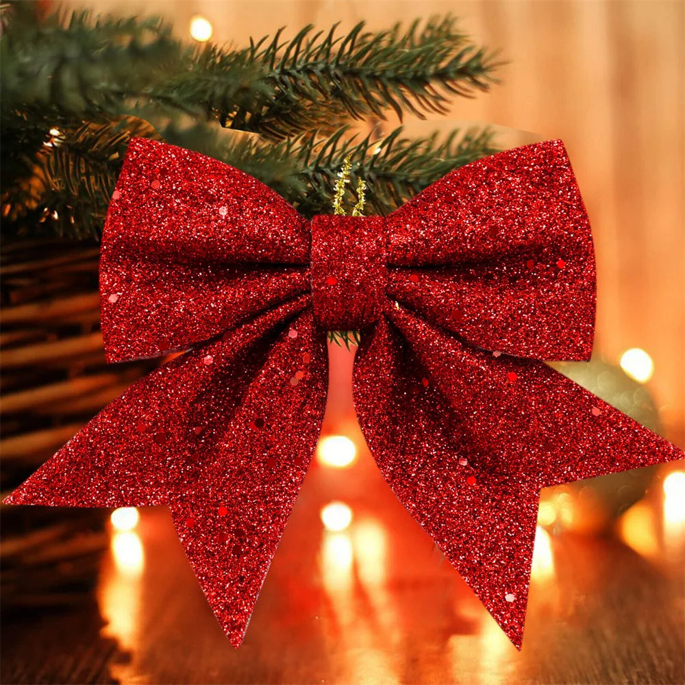5-Pack Sparkling Bow Christmas Tree Ornaments | 14cm DIY Decor Christmas Bow Ornaments Babs