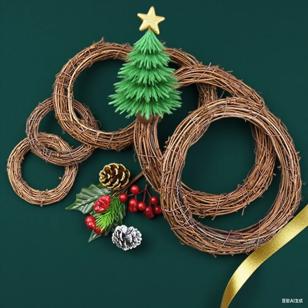 Artificial Rattan Wreaths 2/4 Pcs – Wedding & Christmas Decor Decorative Wreath Set Babs