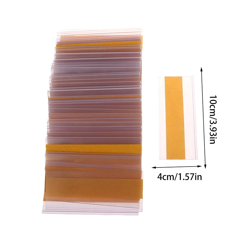 50Pcs Self-Adhesive Clear PVC Shelf Price Tag Holders Shelf Label Holders Babs A2