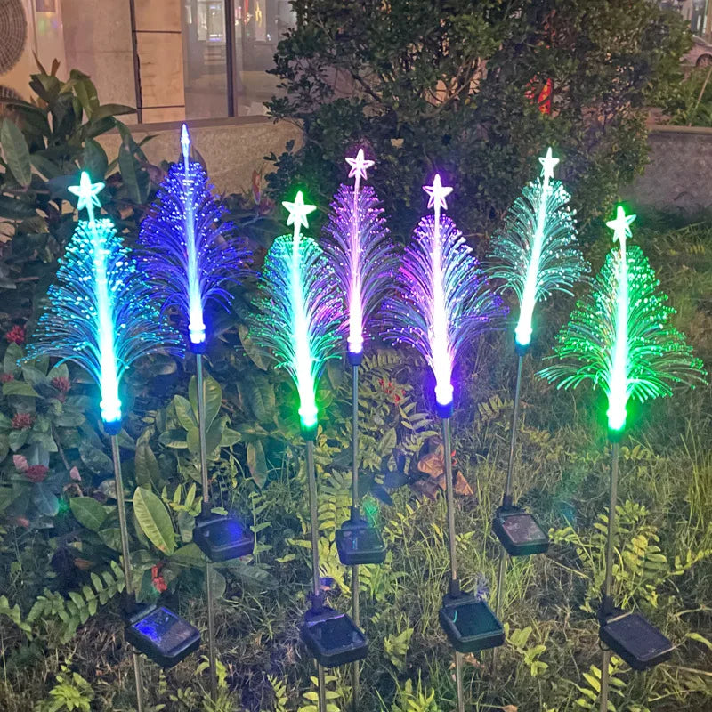 Solar Fiber Optic Garden Light – 7 Color LED Lawn Lamp Solar Garden Light Babs Star 4PCS