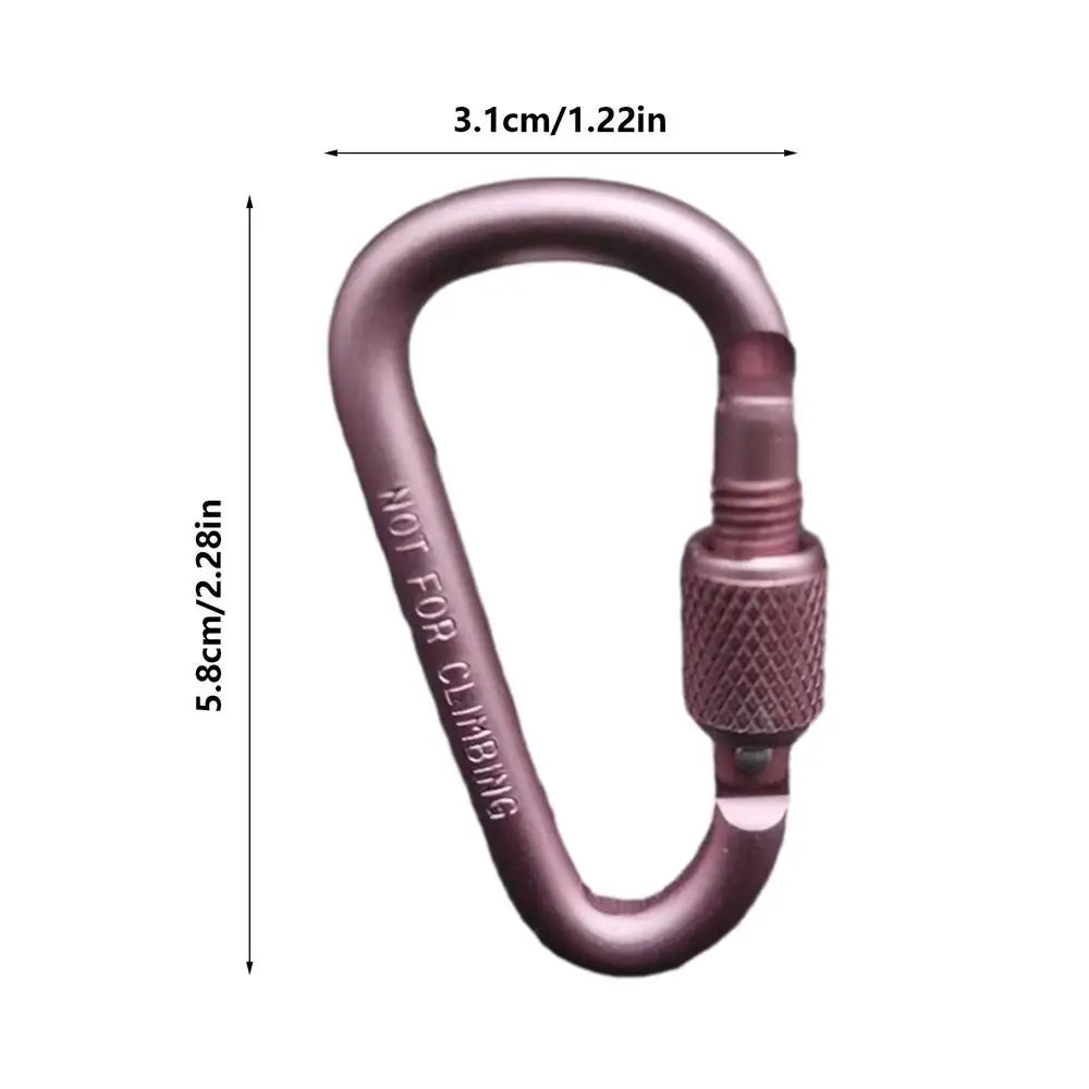 D-Shape Aluminum Carabiner Clip & Paracord Tensioner | Camping Carabiner Clip Babs Pink
