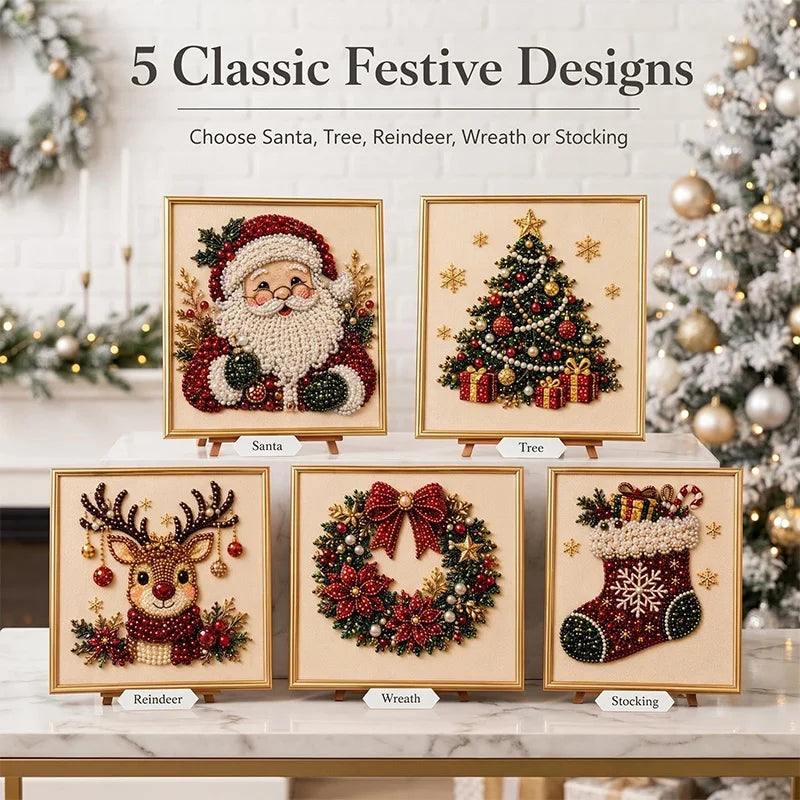 Christmas Diamond Painting Kit with Frame – DIY Pearl Bead Art Diamond Painting Kit Babs