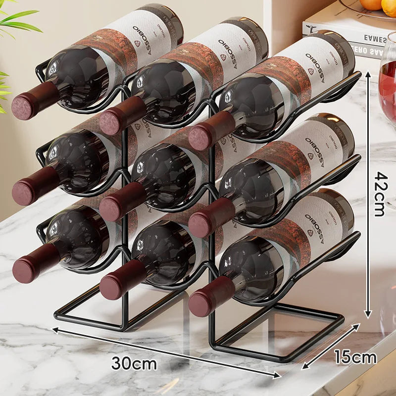 Decorative Iron Wine Rack – Luxury Modern Display Holder Decorative Wine Rack Babs Black-3 Layers