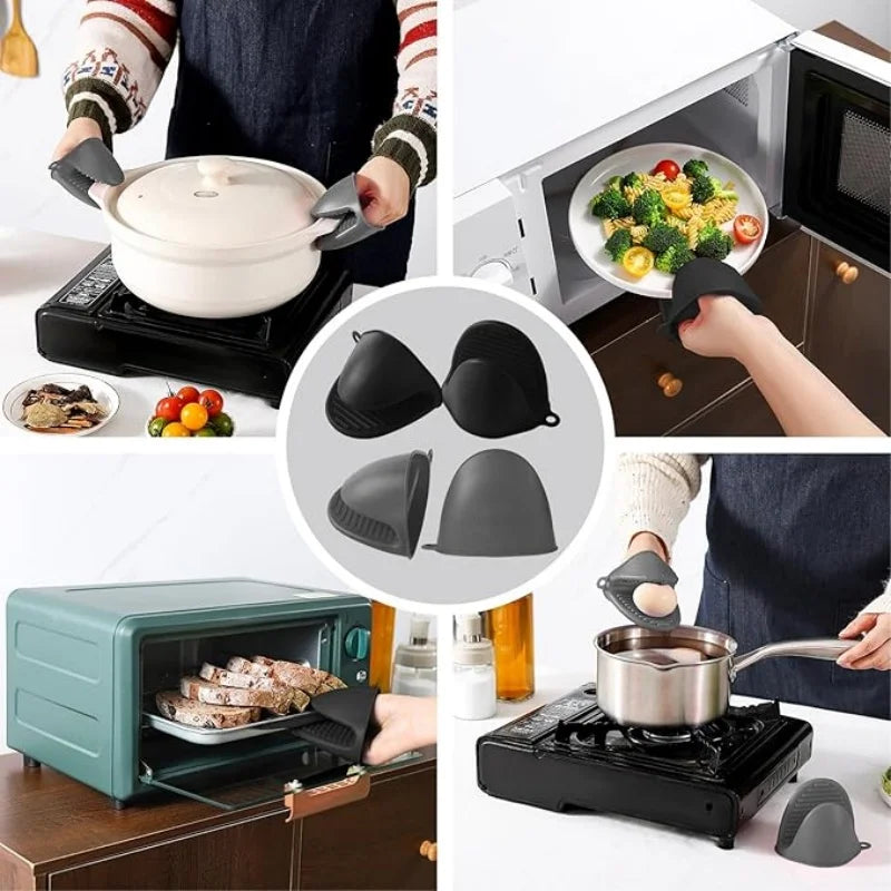 2PCS Silicone Oven Mitts – Heat Resistant Pot Holders & Hot Pads Oven Mitts & Pot Holders Babs
