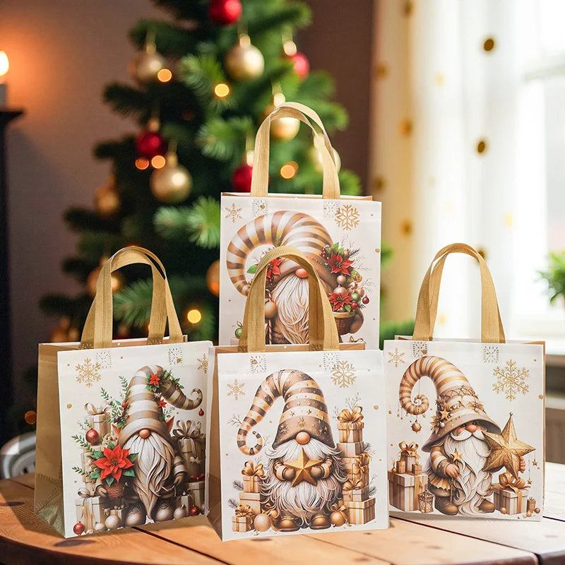Christmas Santa Claus Non-Woven Gift Bags with Handle 4–12pcs Christmas Gift Bags Babs