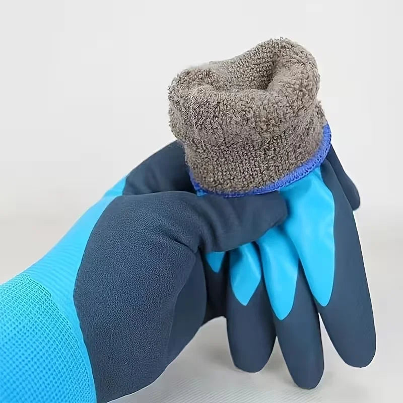 Winter Waterproof Warm Fishing Gloves – Blue Cold Weather Winter Fishing Gloves Babs Blue One Size